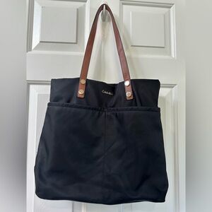 Calvin Klein Black and Brown Tote Bag